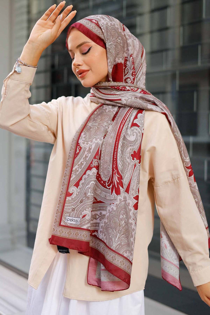 BNG Women Etnik Desenli Pamuk Şal Bordo İpk100 - Bloomfield