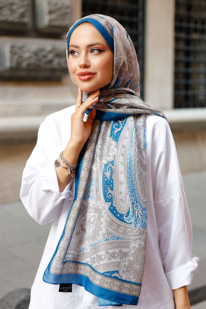 BNG Women Etnik Desenli Pamuk Şal İndigo İpk100 - Ancona