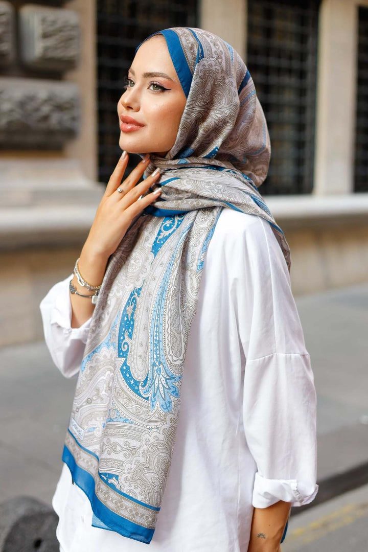 BNG Women Etnik Desenli Pamuk Şal İndigo İpk100 - Ancona