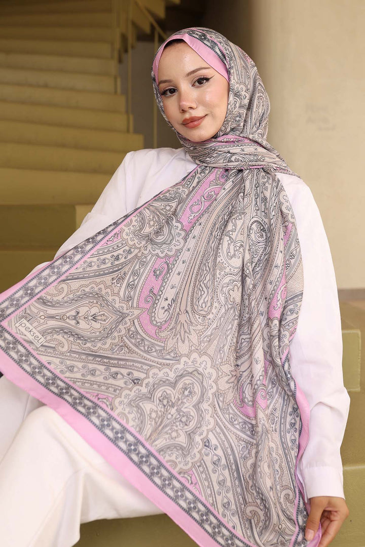 BNG Women Etnik Desenli Pamuk Şal Lila İpk100 - Derry