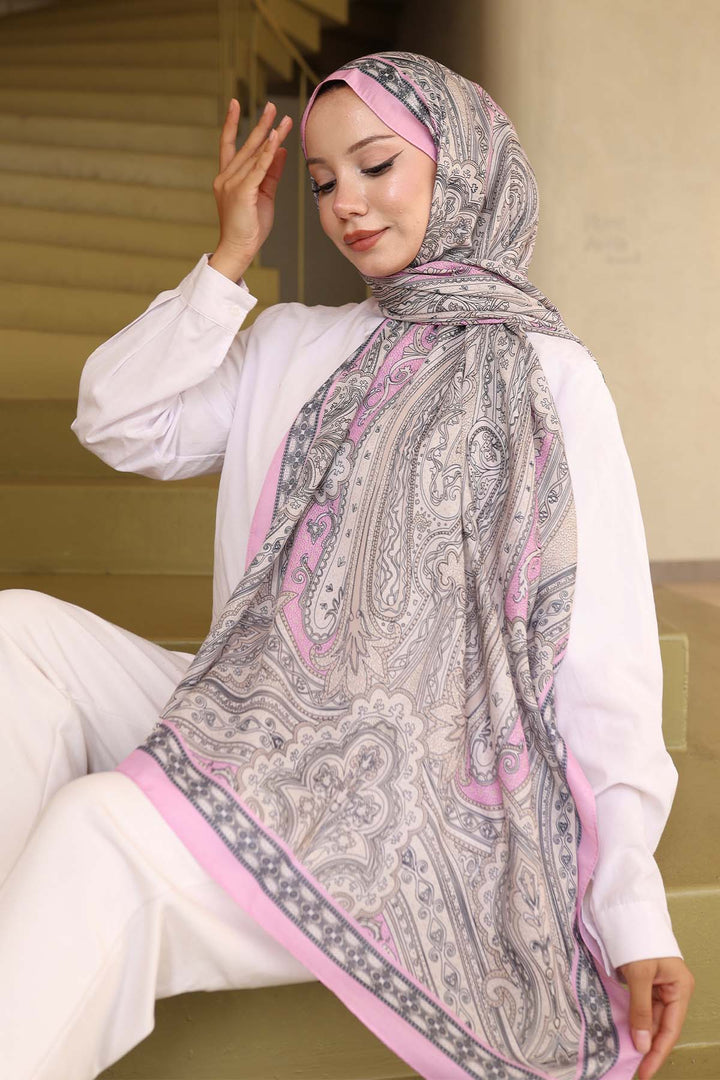 BNG Women Etnik Desenli Pamuk Şal Lila İpk100 - Derry