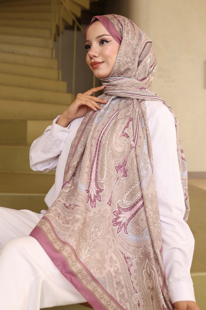 BNG Women Etnik Desenli Pamuk Şal Mürdüm İpk100 - Surbiton