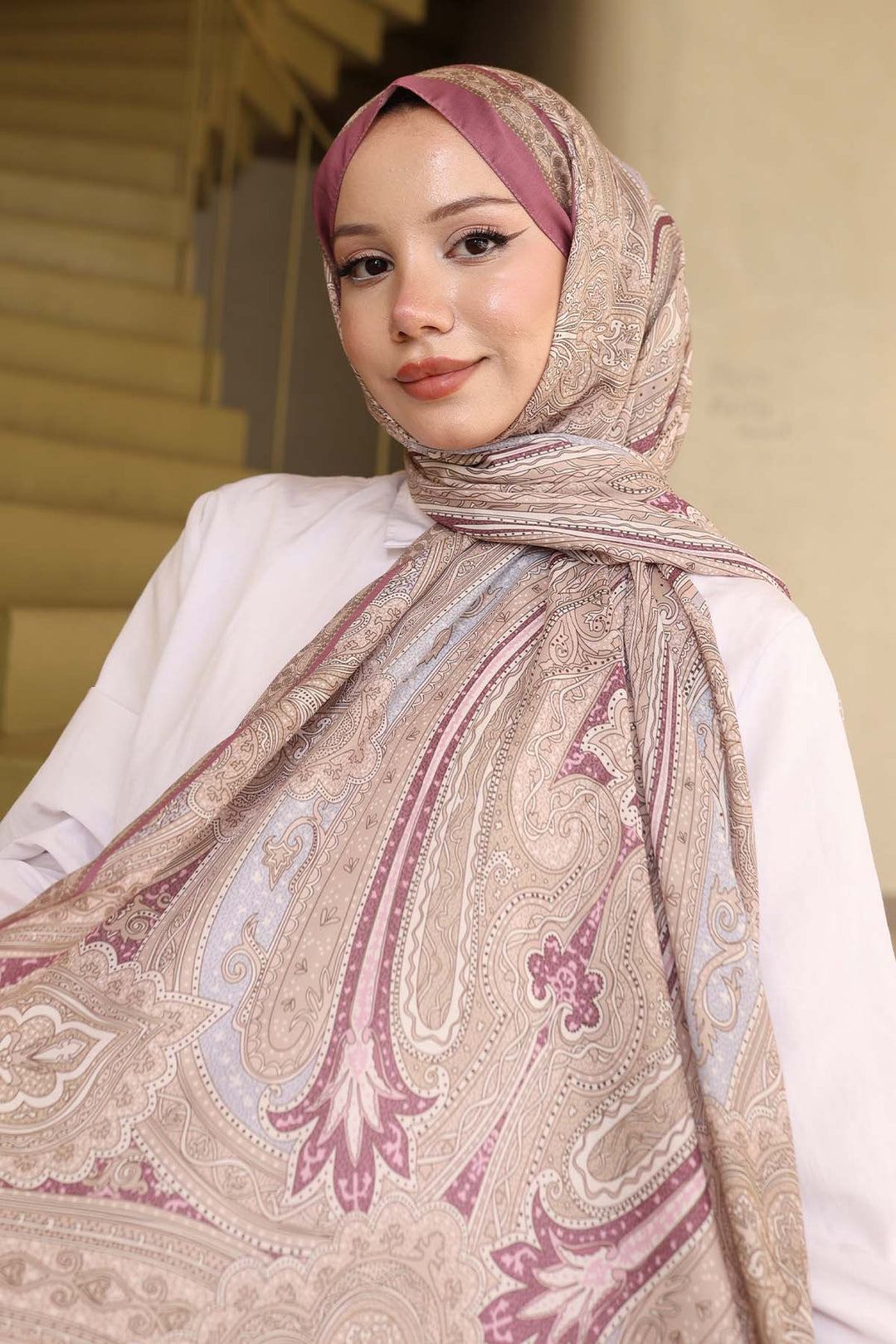 BNG Women Etnik Desenli Pamuk Şal Mürdüm İpk100 - Surbiton