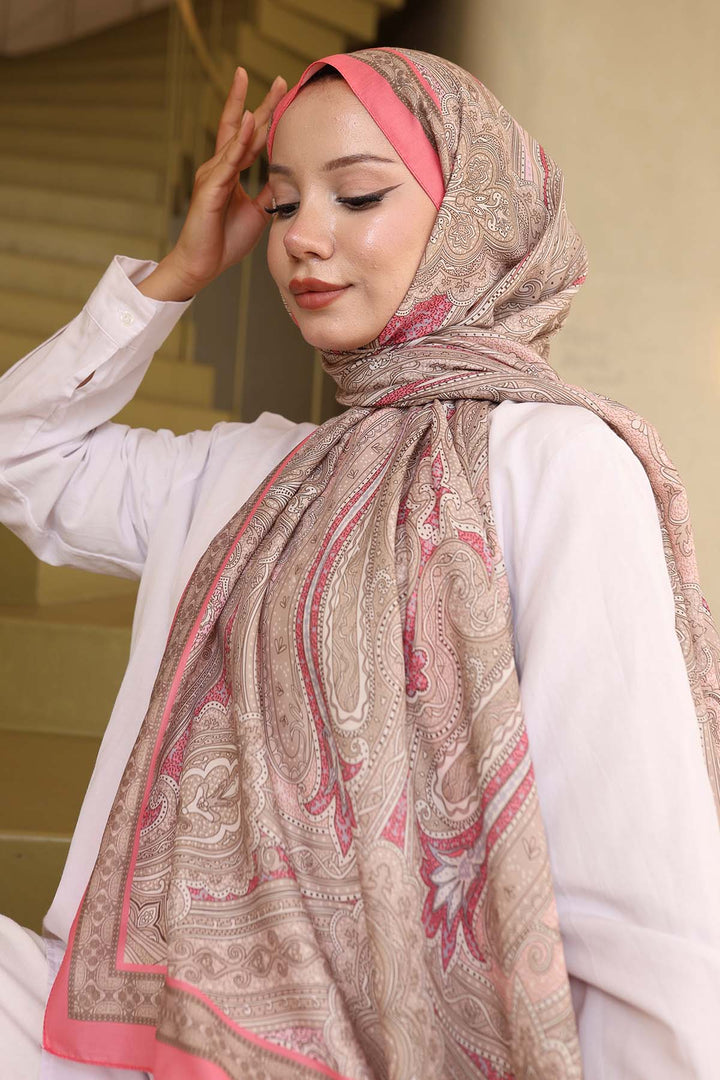 BNG Women Etnik Desenli Pamuk Şal Açık Pembe İpk100  - Buderim