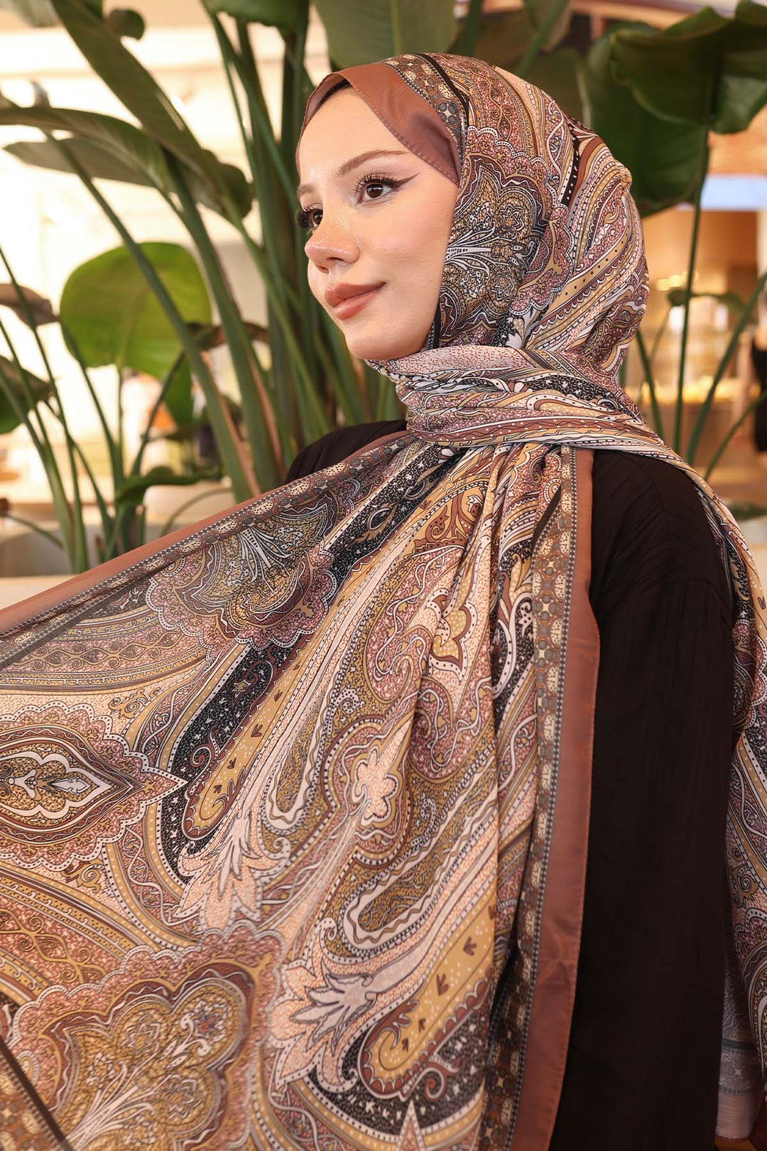 BNG Women Etnik Desenli Pamuk Şal Acı Kahve İpk100 - Chalkída