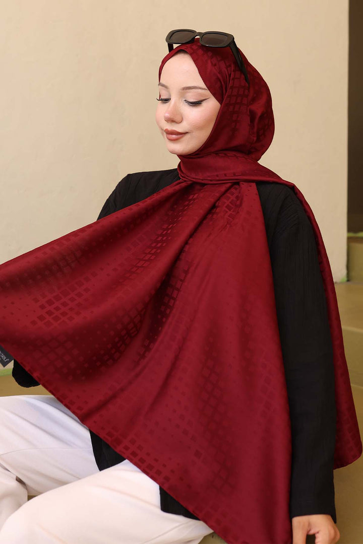 BNG Women Patterned Jacquard Shawl Burgundy İpk107 - Alès