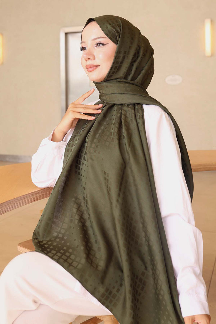 BNG Women Patterned Jacquard Shawl Khaki İpk107 - Owasso