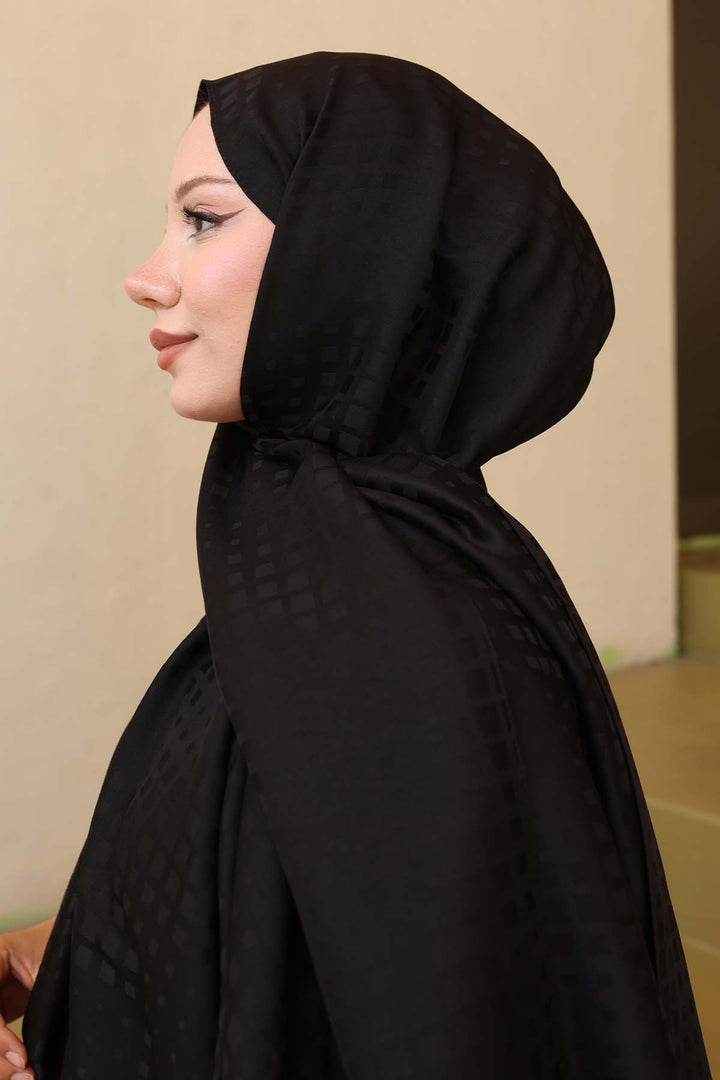 BNG Women Patterned Jacquard Shawl Black İpk107 - Dunfermline