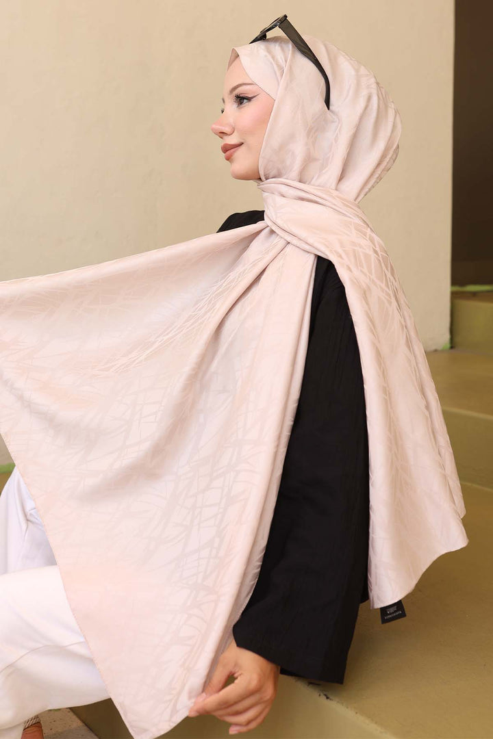 BNG Women Patterned Jacquard Shawl Beige İpk108 - West New York