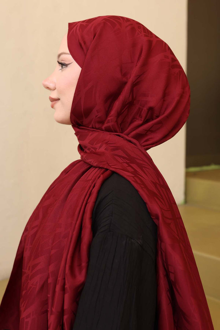 BNG Women Patterned Jacquard Scarf Burgundy İpk108 - Ingelheim