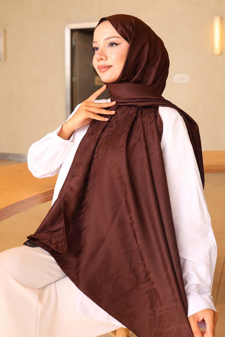 BNG Women Patterned Jacquard Shawl Brown İpk108 - Albany