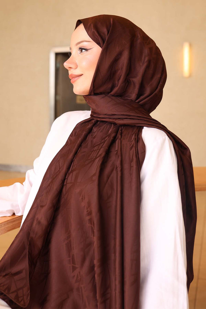 BNG Women Patterned Jacquard Shawl Brown İpk108 - Albany