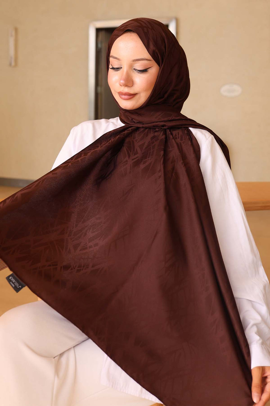 BNG Women Patterned Jacquard Shawl Brown İpk108 - Albany