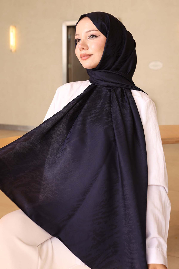 BNG Women Patterned Jacquard Shawl Navy İpk109 - Saint-Nazaire