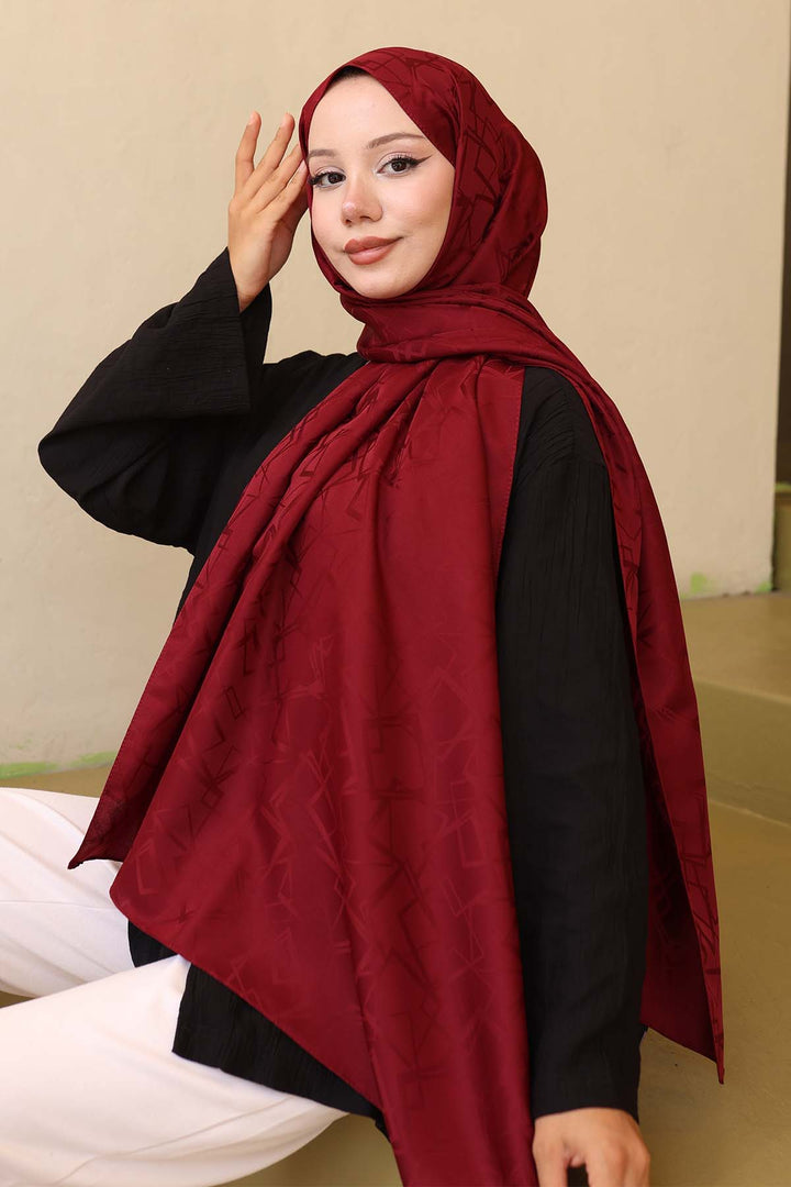 BNG Women Patterned Jacquard Shawl Burgundy İpk110 - Finglas