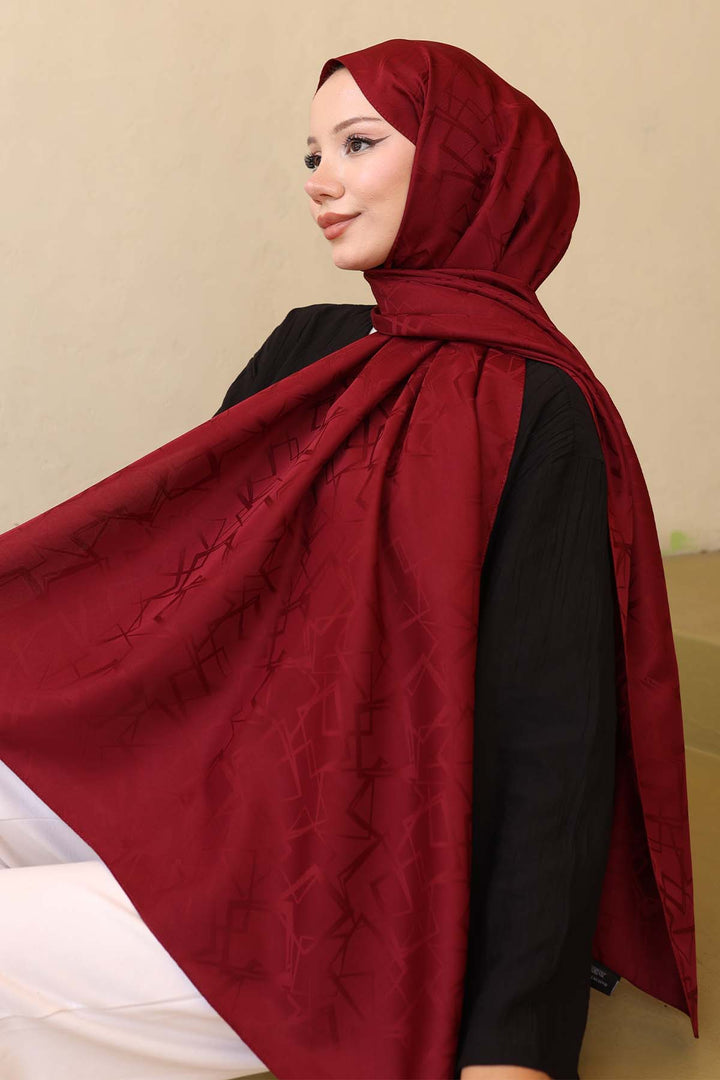 BNG Women Patterned Jacquard Shawl Burgundy İpk110 - Catania