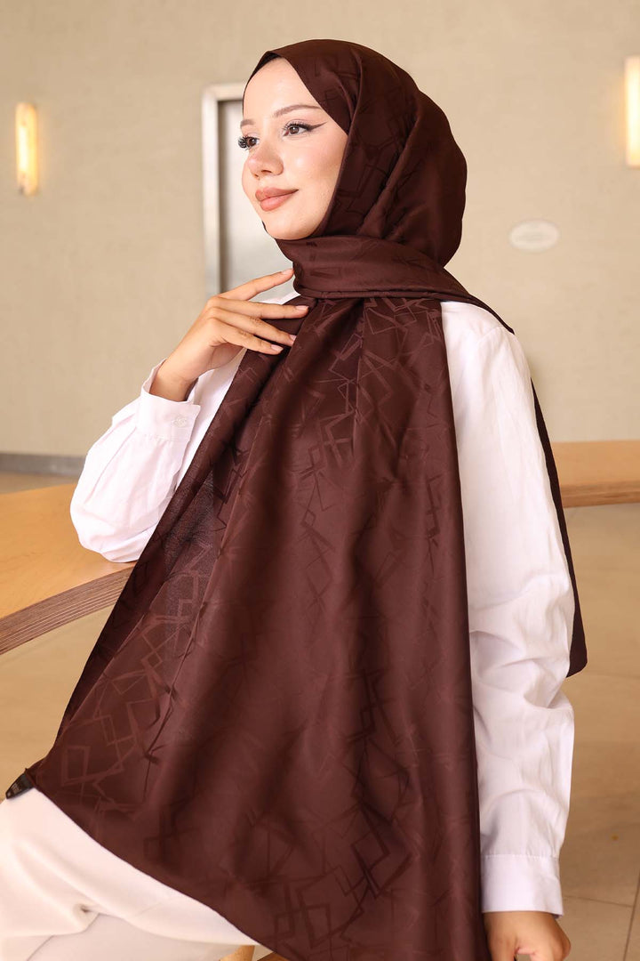 BNG Women Patterned Jacquard Shawl Brown İpk110 - Gilroy