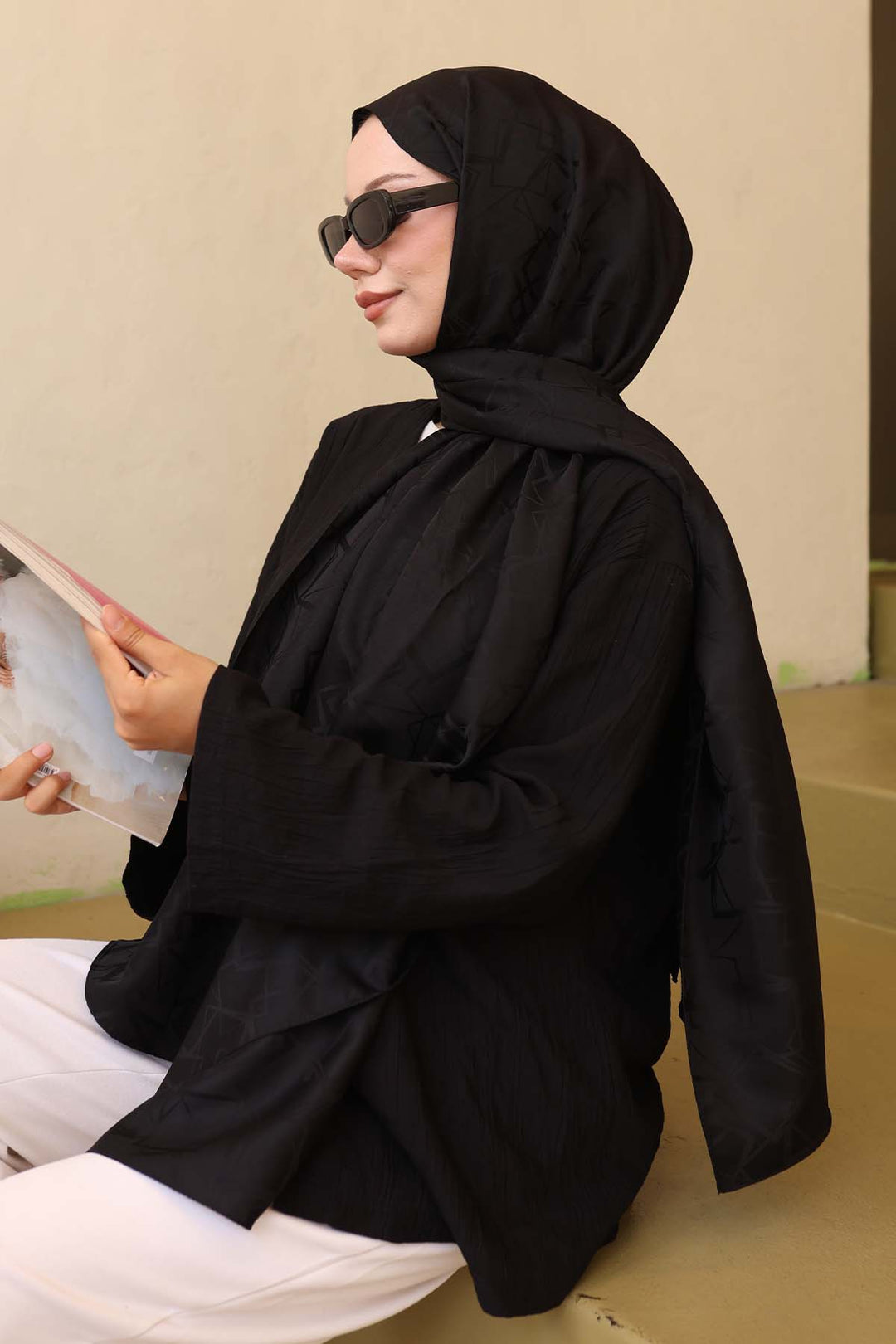 BNG Women Patterned Jacquard Shawl Black İpk110 - Târgovişte