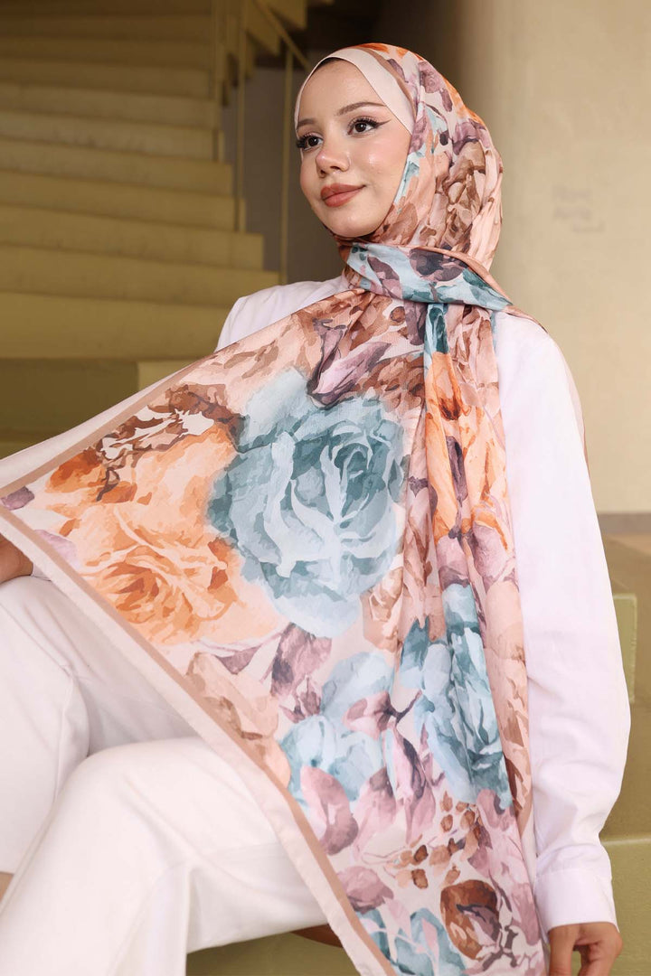 BNG Women Patterned Shawl Beige İpk111 - Aix-en-Provence