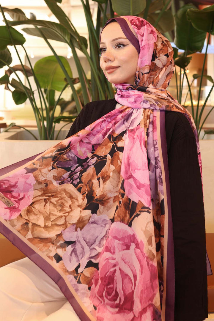 BNG Women Patterned Shawl Purple İpk111 - Hampton
