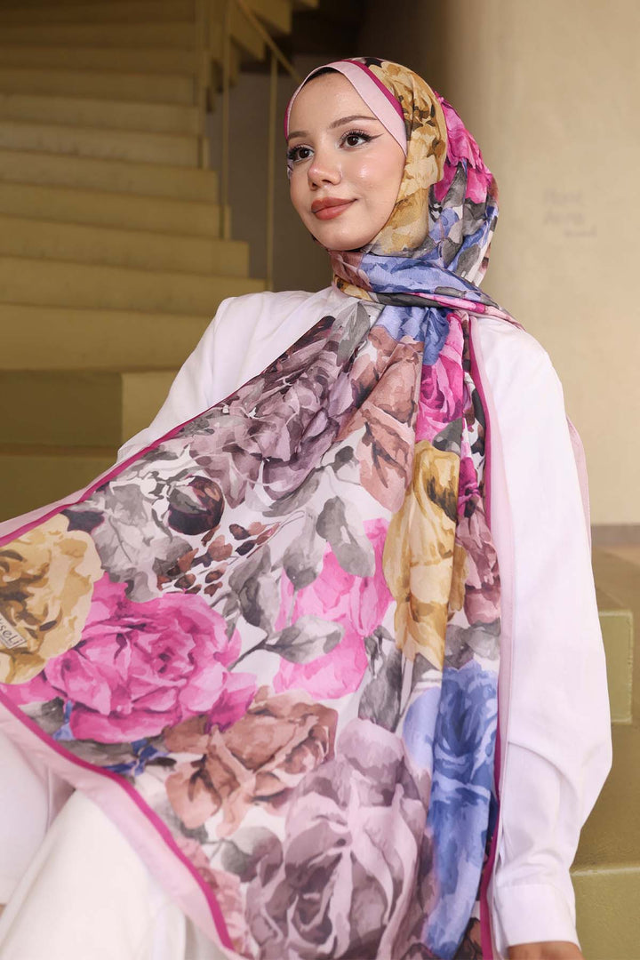 BNG Women Patterned Scarf Powder İpk111 - Perth