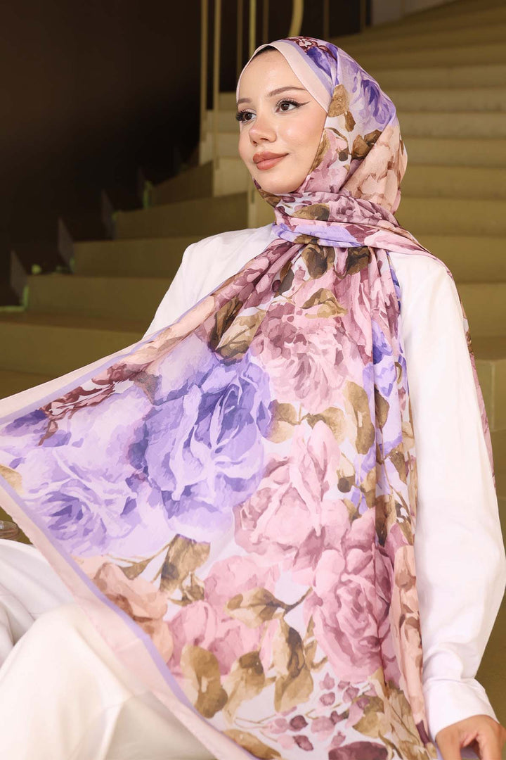 BNG Women Patterned Scarf Stone Color İpk111 - West Babylon