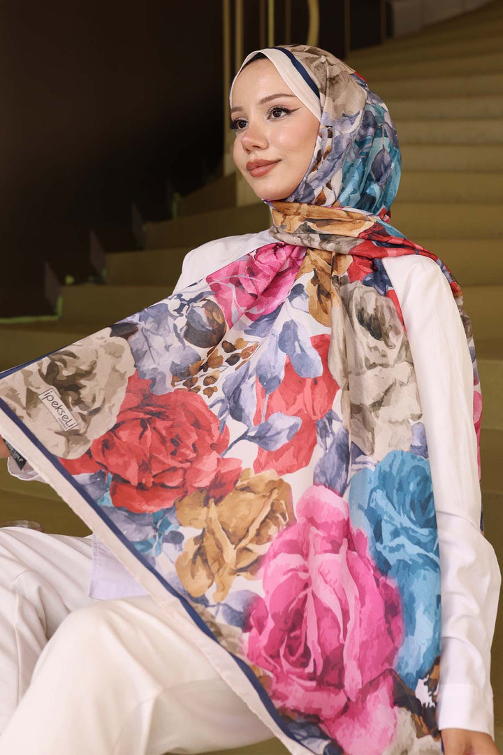 BNG Women Patterned Scarf Stone-Navy İpk111 - Olympia