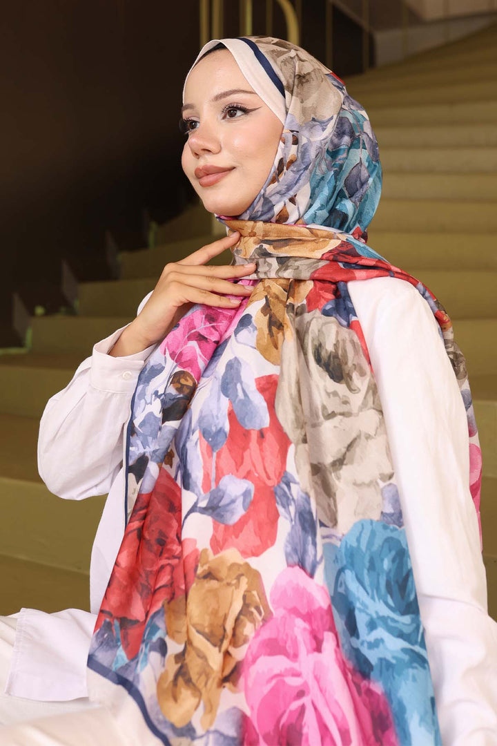 BNG Women Patterned Scarf Stone-Navy İpk111 - Olympia