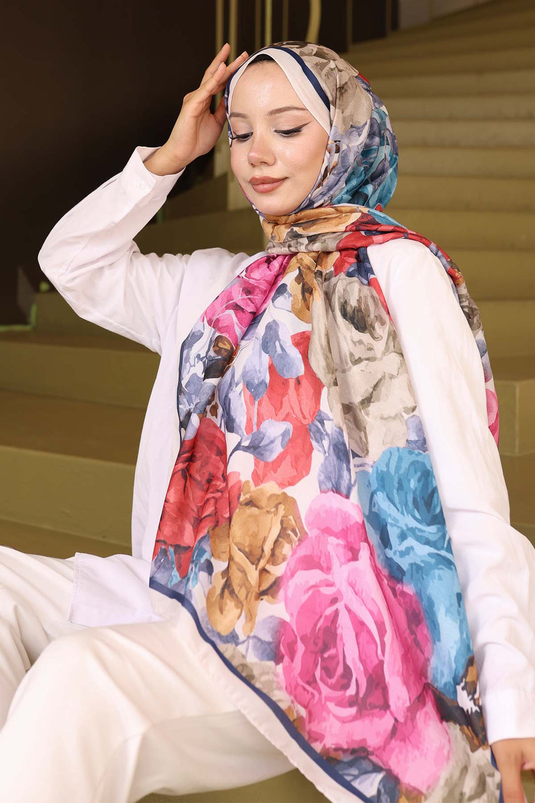 BNG Women Patterned Scarf Stone-Navy İpk111 - Olympia