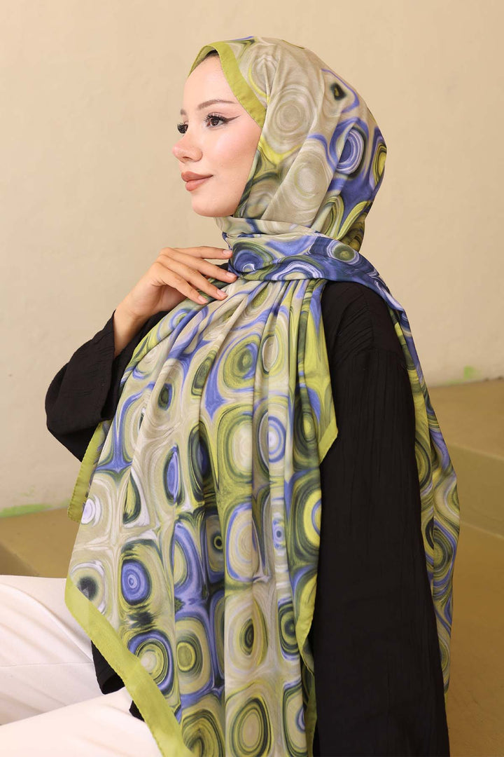 BNG Women Patterned Scarf Pistachio Green İpk112 - Bartlesville