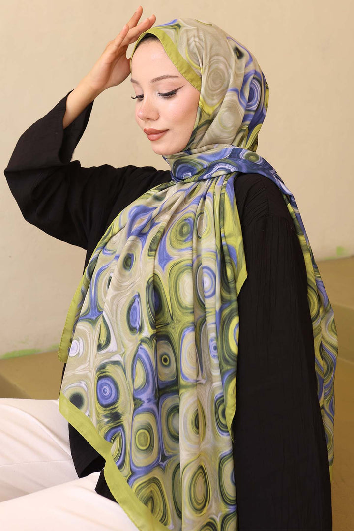 BNG Women Patterned Scarf Pistachio Green İpk112 - Bartlesville