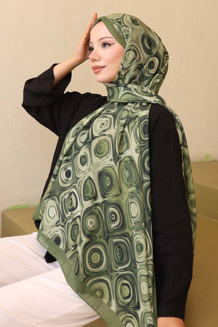 BNG Women Patterned Shawl Khaki İpk112 - Acton