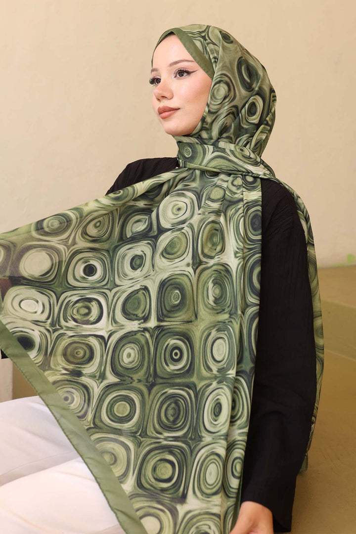 BNG Women Patterned Shawl Khaki İpk112 - Acton
