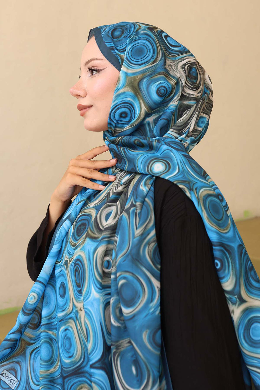 BNG Women Patterned Scarf Blue İpk112 - Santarém