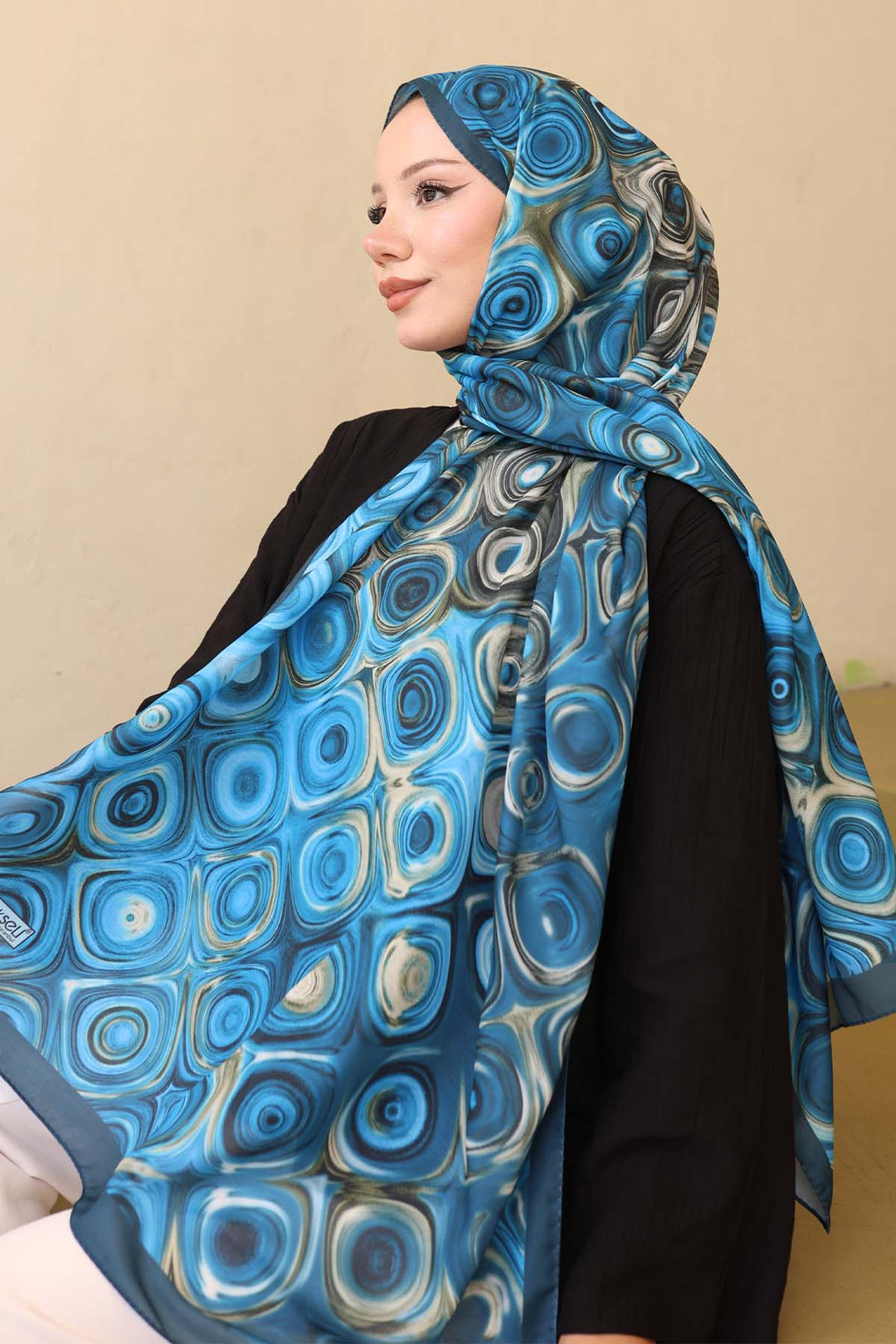 BNG Women Patterned Scarf Blue İpk112 - Santarém