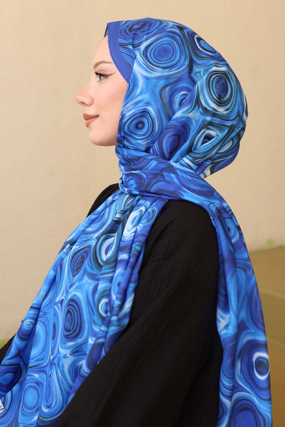 BNG Women Patterned Scarf Sax Blue İpk112 - DeKalb