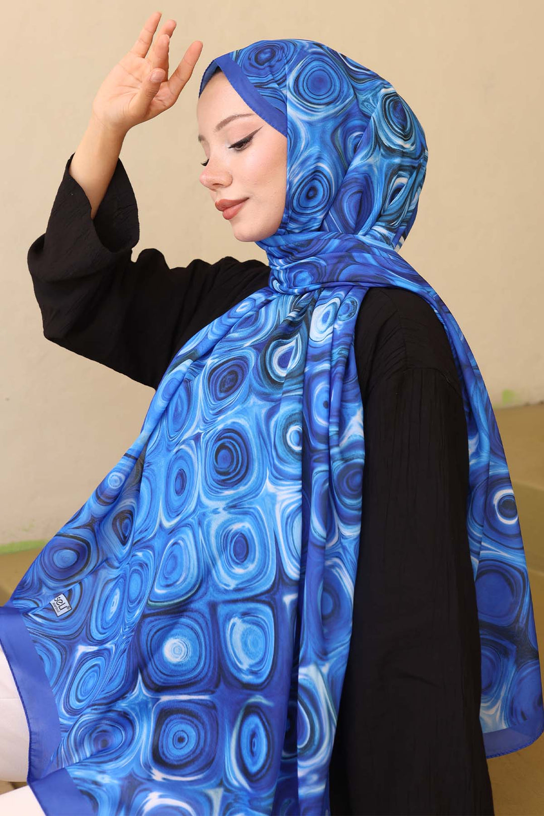 BNG Women Patterned Scarf Sax Blue İpk112 - DeKalb