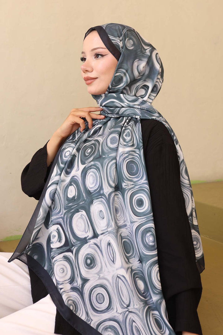 BNG Women Patterned Scarf Black İpk112 - Winter Springs