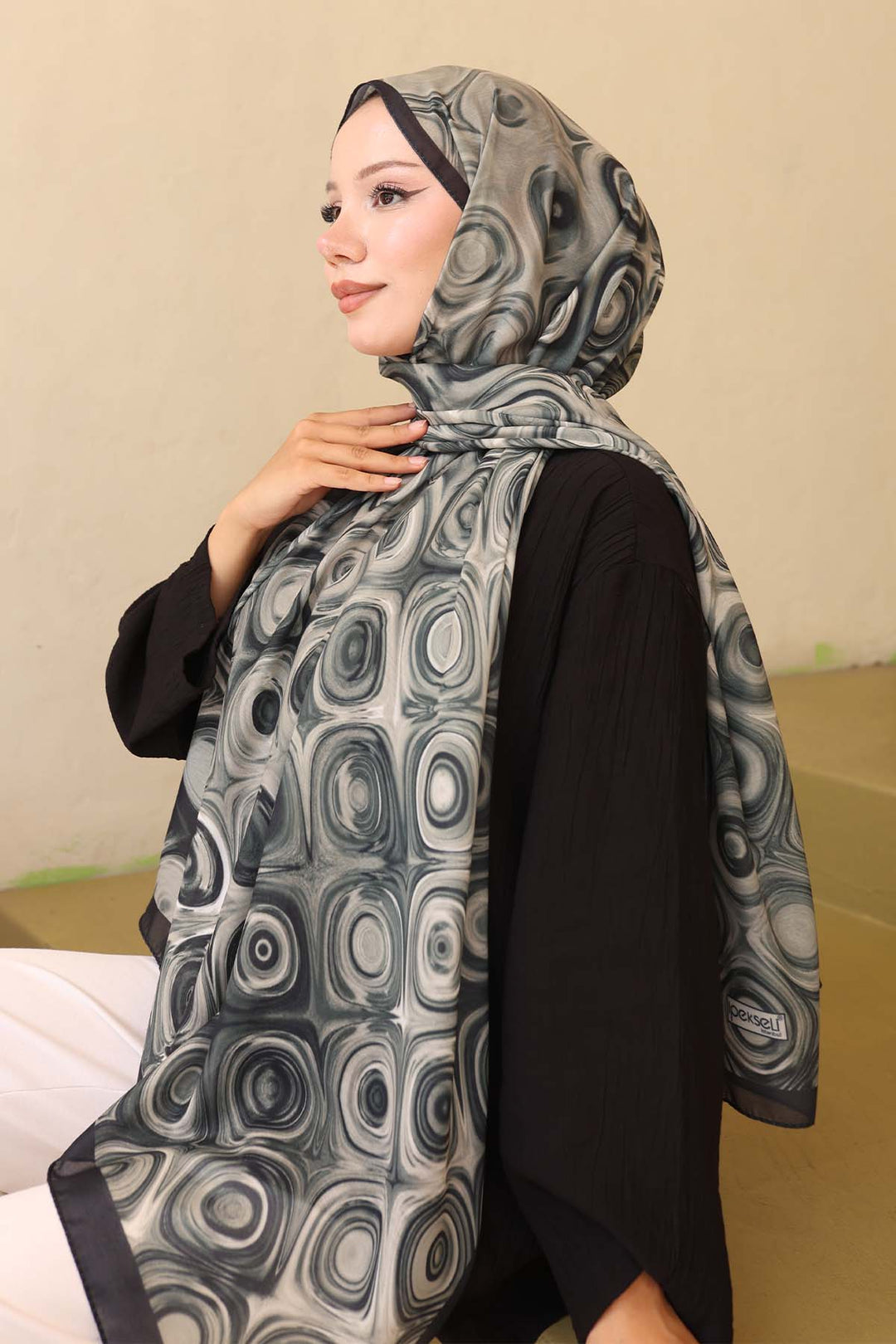 BNG Women Patterned Scarf Black-Khaki İpk112 - Fair Oaks