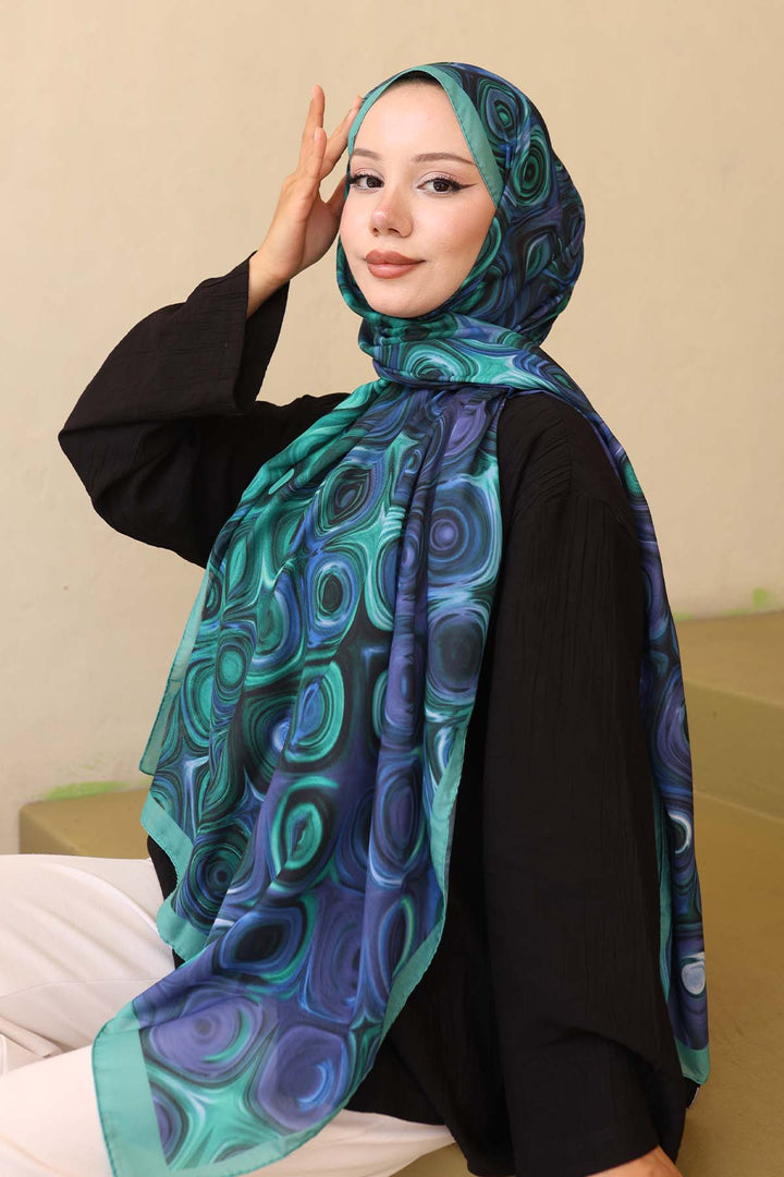 BNG Women Patterned Shawl Green İpk112 - Columbia