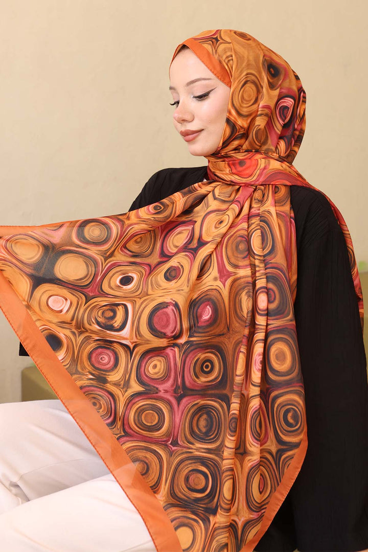 BNG Women Patterned Scarf Orange İpk112 - Mason