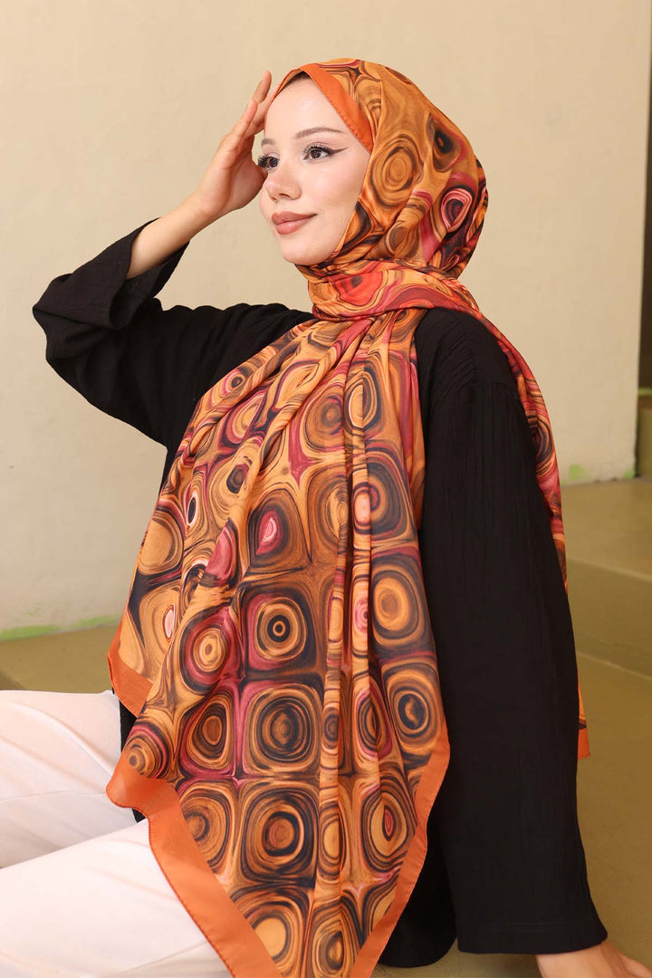 BNG Women Patterned Scarf Orange İpk112 - Mason