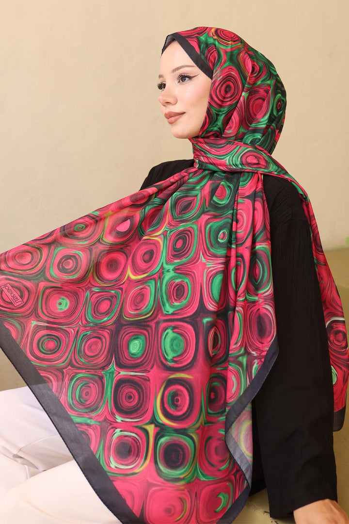 BNG Women Patterned Shawl Fuchsia-Green İpk112 - Nichelino