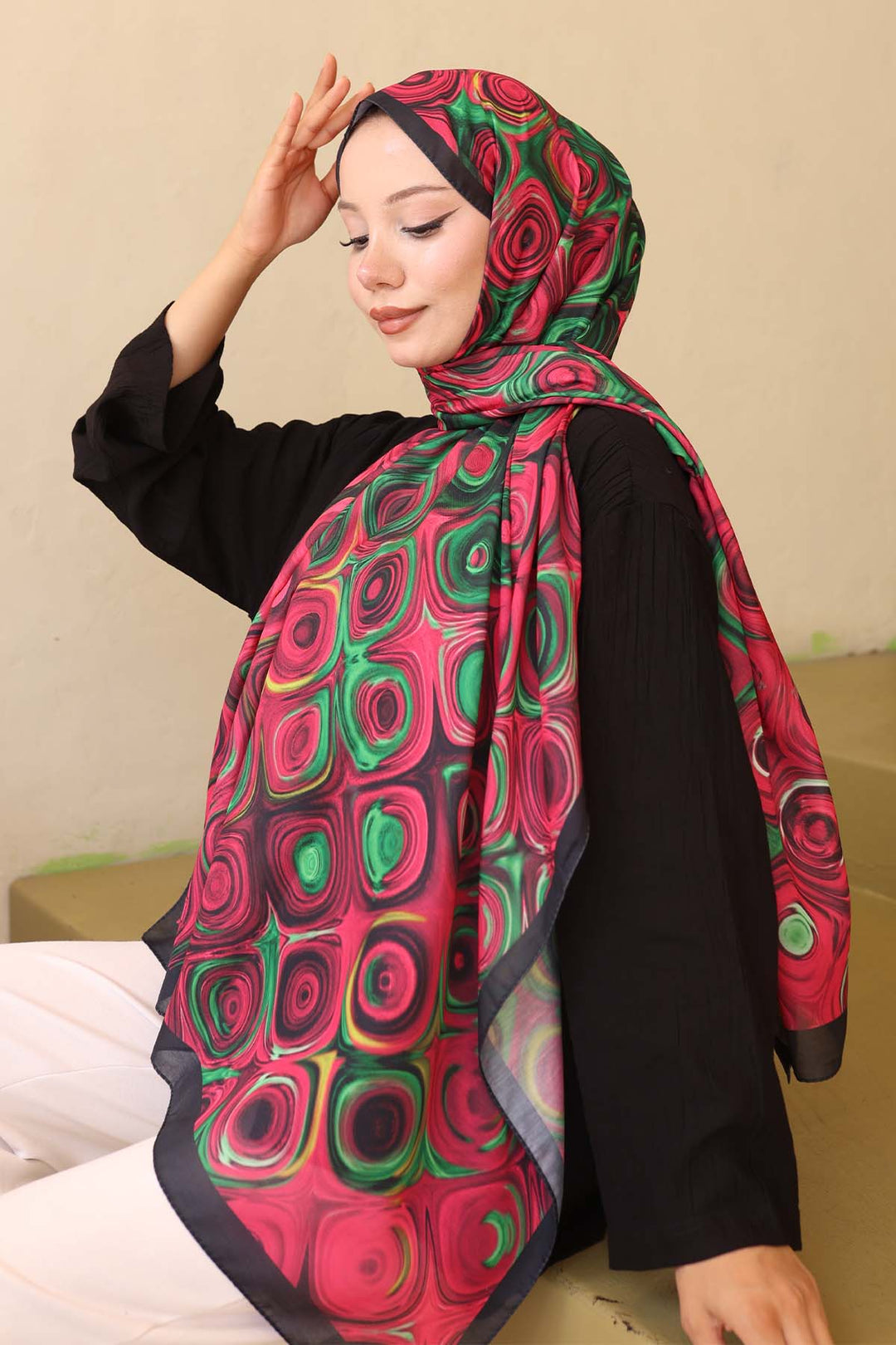 BNG Women Patterned Shawl Fuchsia-Green İpk112 - Nichelino