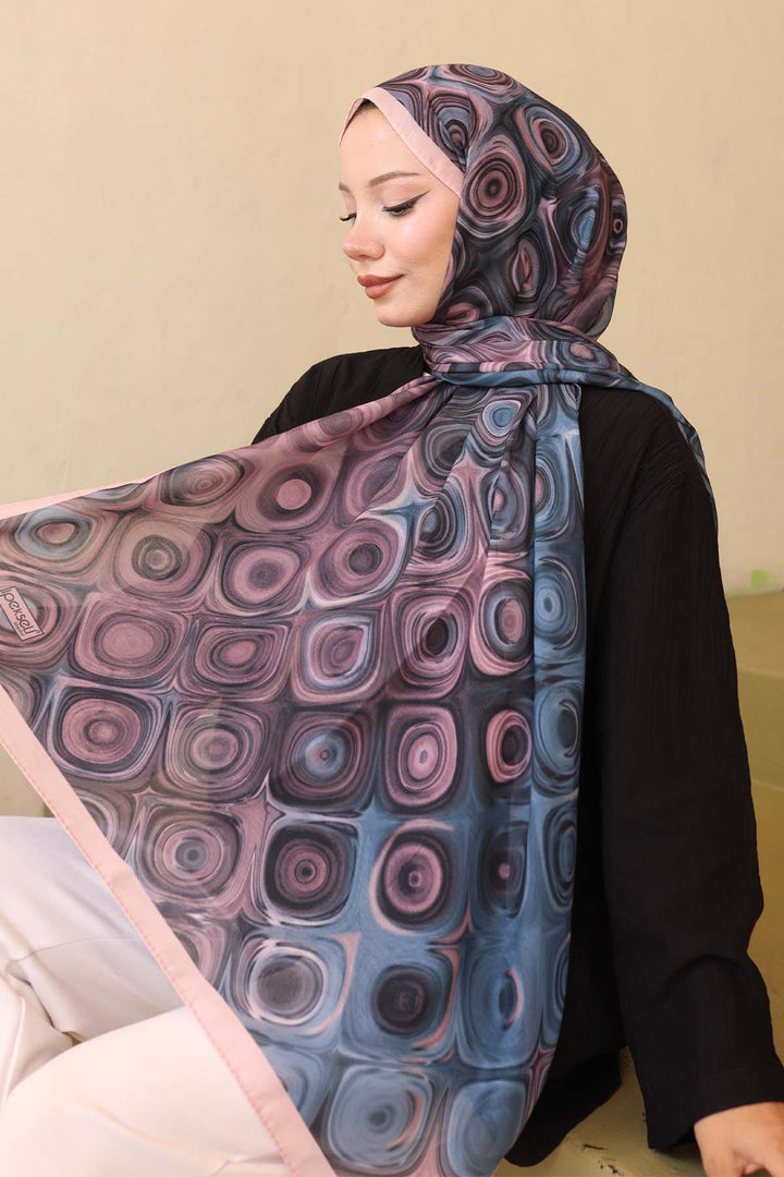 BNG Women Patterned Scarf Black-Powder İpk112 - Sankt Pölten
