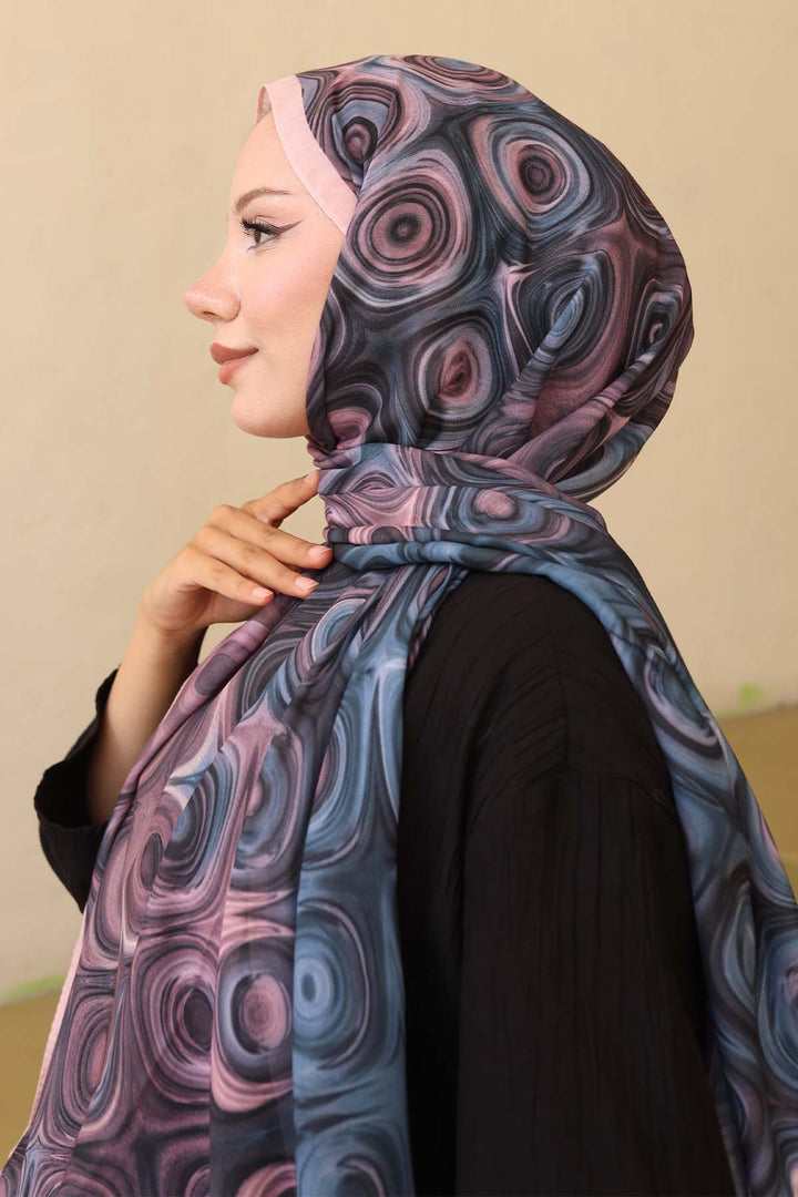 BNG Women Patterned Scarf Black-Powder İpk112 - Sankt Pölten