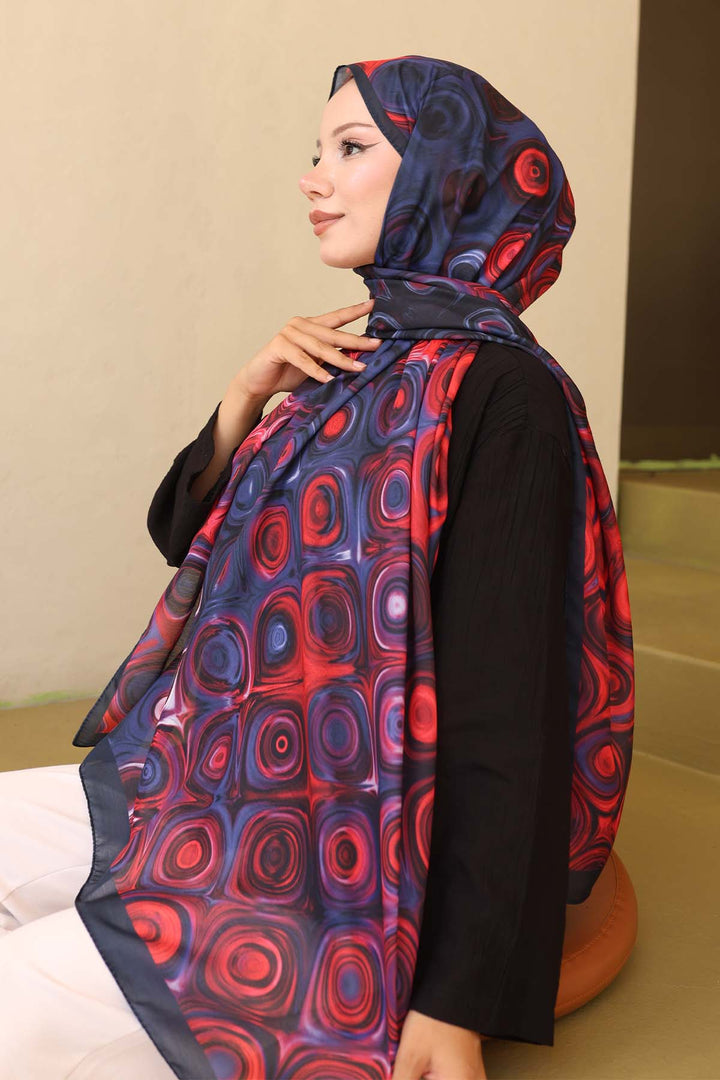 BNG Women Patterned Shawl Red-Purple İpk112 - Pistoia