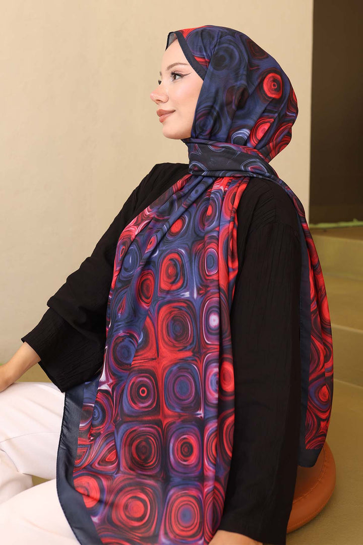 BNG Women Patterned Shawl Red-Purple İpk112 - Pistoia