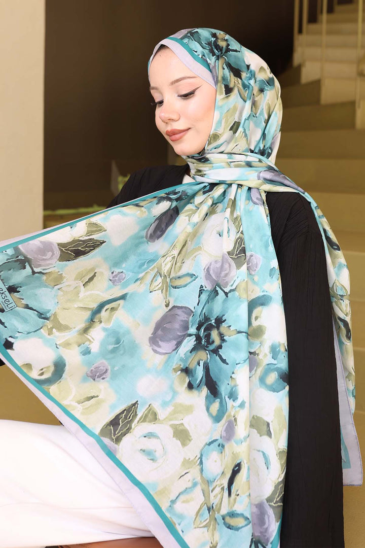 BNG Women Patterned Scarf Anthracite-Grey İpk113 - Heidelberg