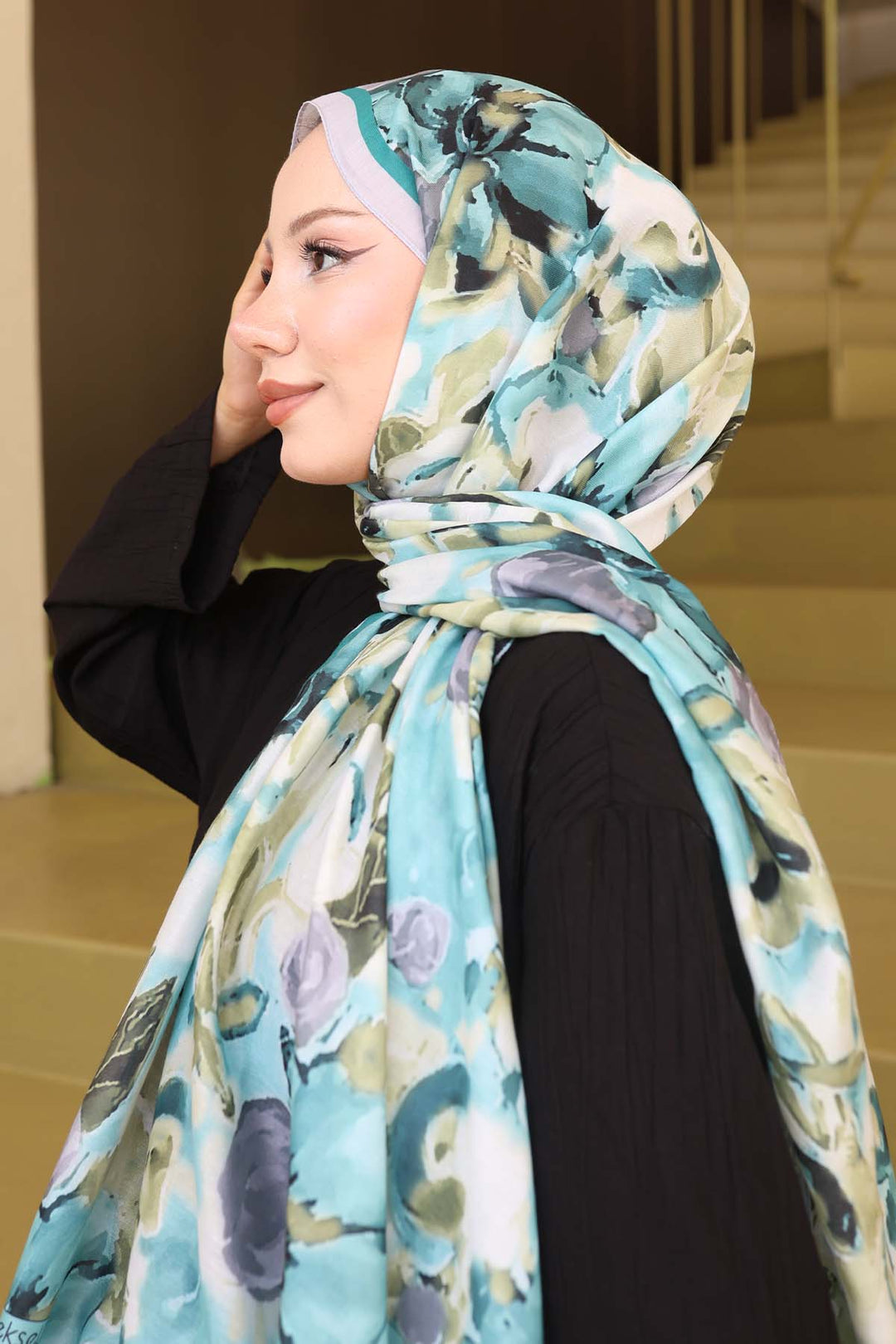BNG Women Patterned Scarf Anthracite-Grey İpk113 - Heidelberg
